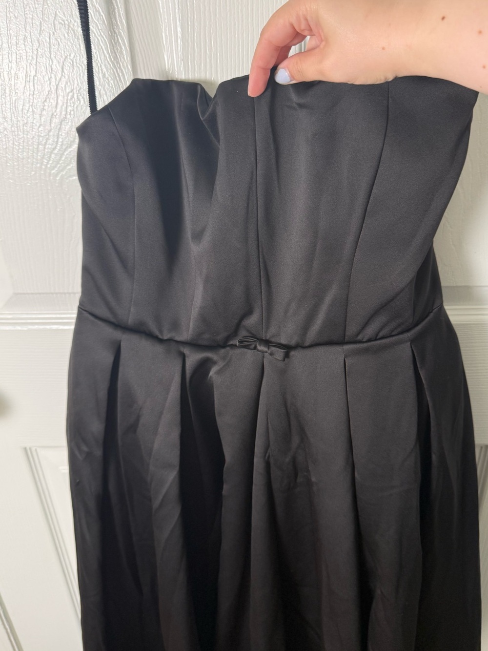 House of CB Contessa Black Strapless Satin Corset Midi Dress XL - Picture 4 of 10